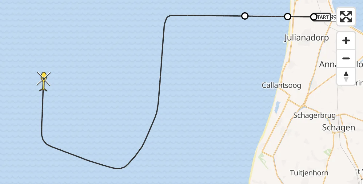 Vluchtroute  van Vliegveld De Kooy naar 