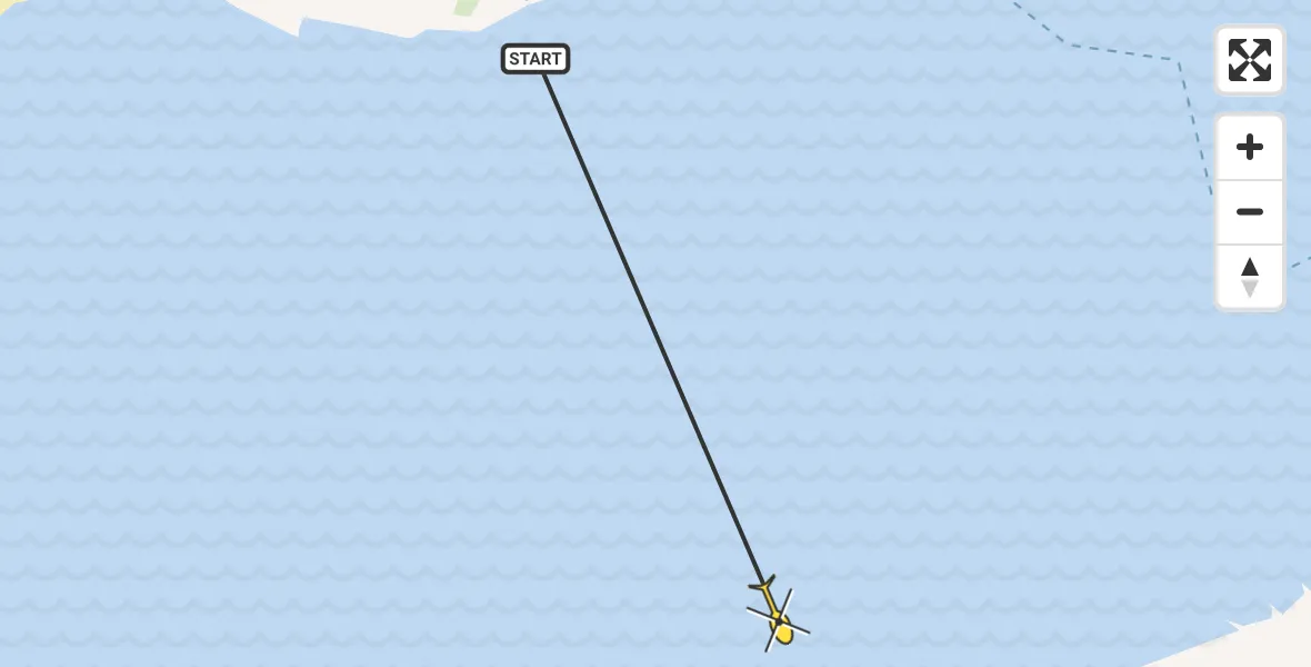 Routekaart van de vlucht: Ambulancehelikopter naar Marrum, Uitwatering