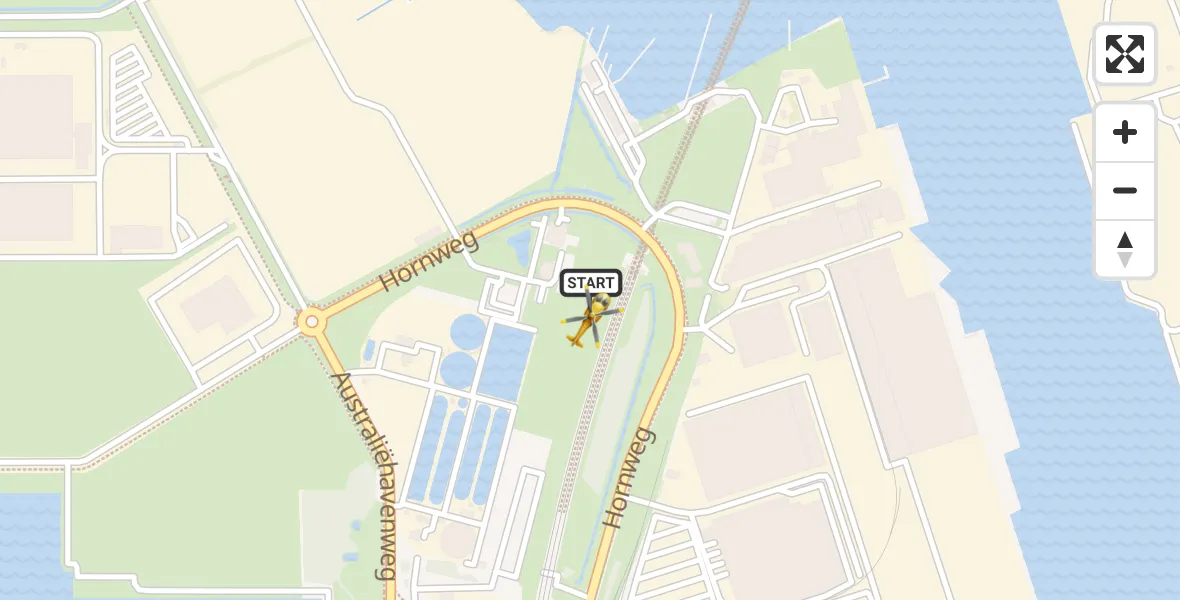 Vluchtroute Traumahelikopter van Amsterdam Heliport naar Amsterdam Heliport