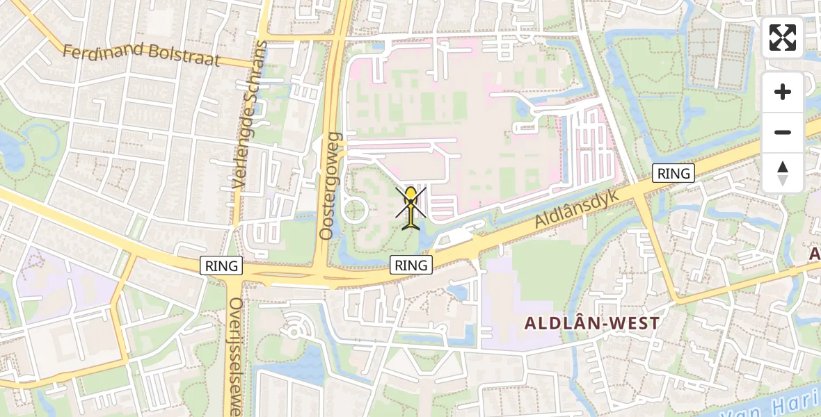 Vluchtroute Ambulancehelikopter van Leeuwarden naar Leeuwarden