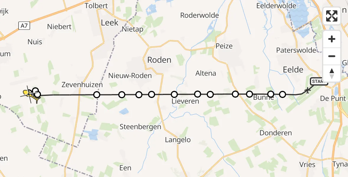 Routekaart van de vlucht: Lifeliner 4 naar Zevenhuizen, Machlaan