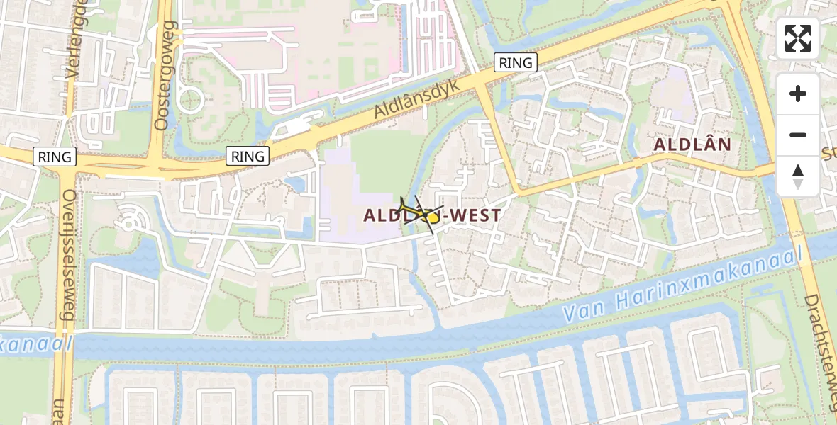 Routekaart van de vlucht: Ambulanceheli naar Leeuwarden