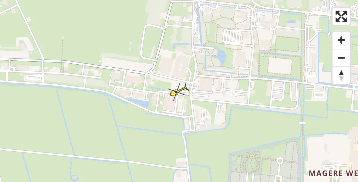 Routekaart van de vlucht: Ambulancehelikopter naar Vliegbasis Leeuwarden