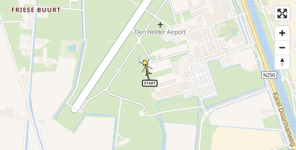 Routekaart van de vlucht:  naar Vliegveld De Kooy, Luchthavenweg