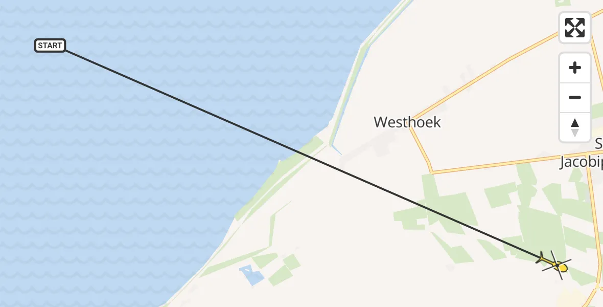 Routekaart van de vlucht: Ambulancehelikopter naar Minnertsga, Hearewei