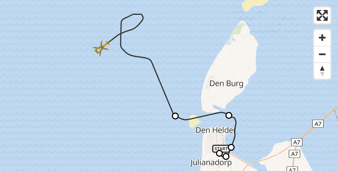 Vluchtroute  Vliegveld De Kooy - , 01 februari 2024, 14:16