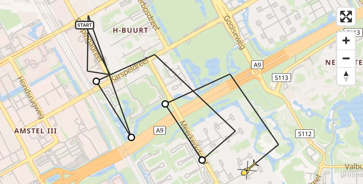 Routekaart van de vlucht: Politieheli naar Amsterdam, Haardstee