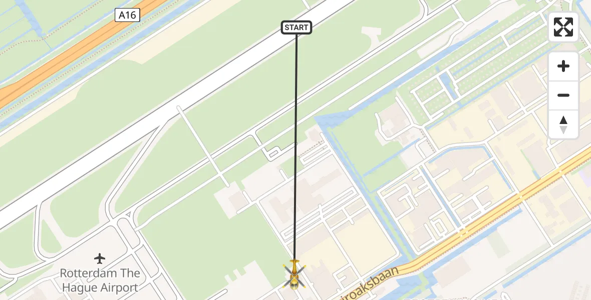 Vluchtroute Traumahelikopter Rotterdam The Hague Airport - Rotterdam The Hague Airport, 01 februari 2024, 17:19