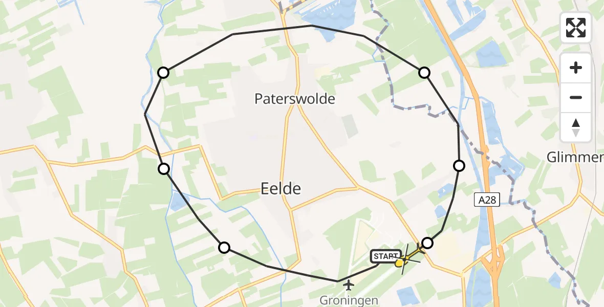 Routekaart van de vlucht: Lifeliner 4 naar Groningen Airport Eelde, Machlaan