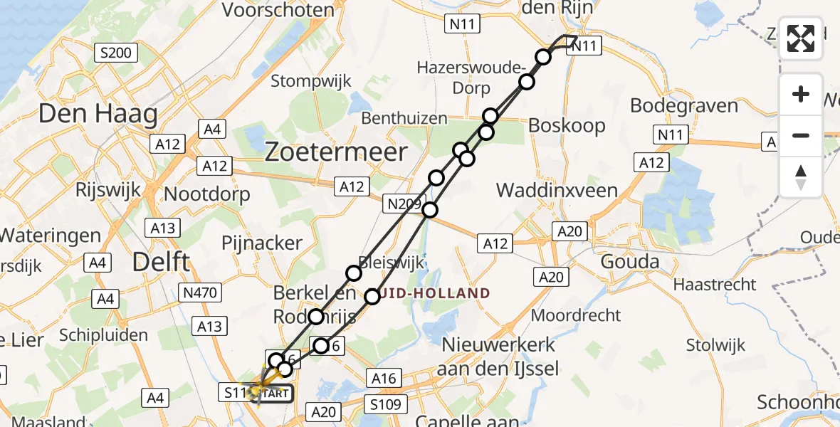 Vluchtroute Traumahelikopter Rotterdam The Hague Airport - Rotterdam The Hague Airport, 01 februari 2024, 17:52