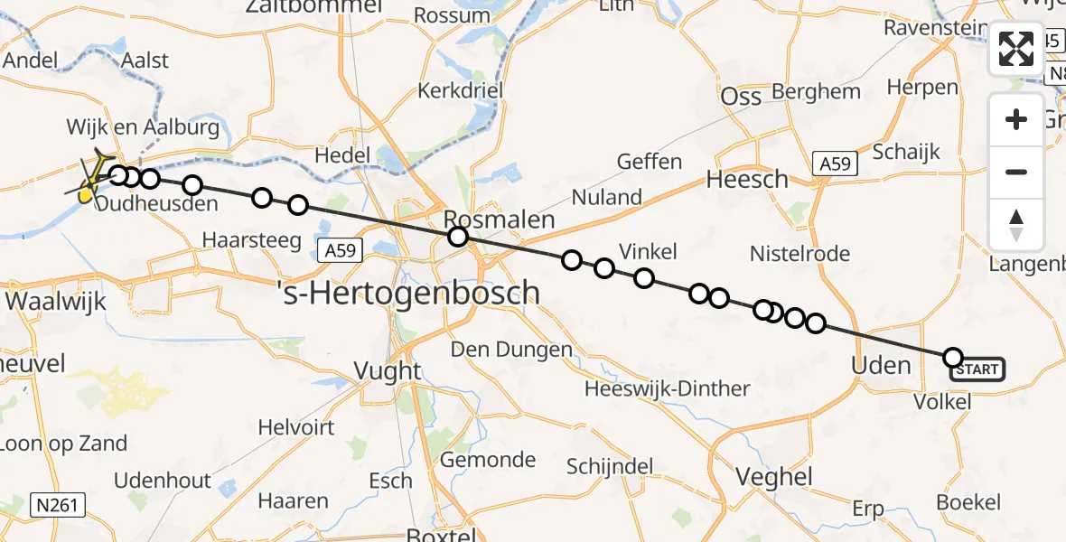 Routekaart van de vlucht: Lifeliner 3 naar Genderen, Zeelandsedijk