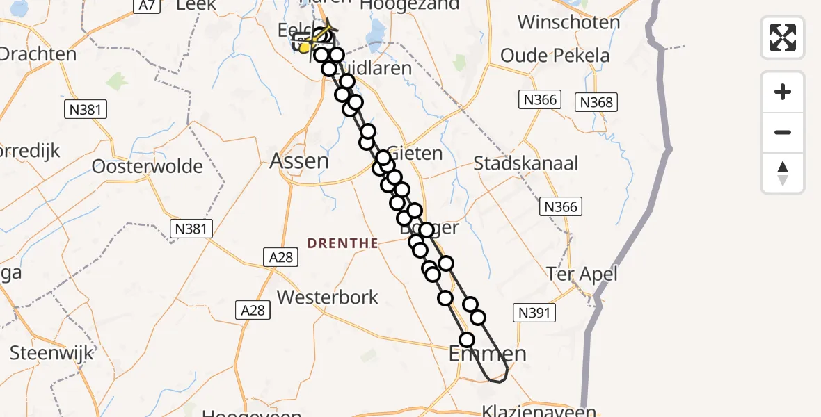 Routekaart van de vlucht: Lifeliner 4 naar Groningen Airport Eelde, Machlaan