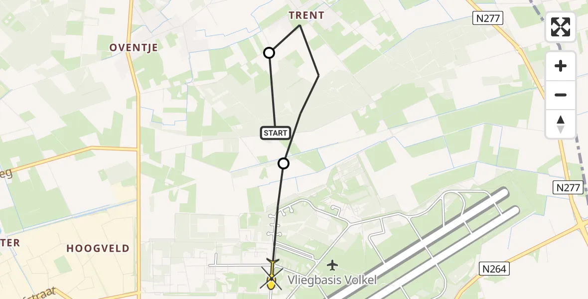 Routekaart van de vlucht: Lifeliner 3 naar Vliegbasis Volkel, Bovenste Trent