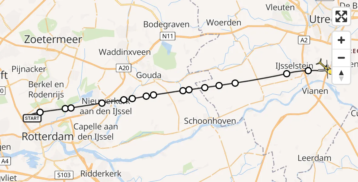 Routekaart van de vlucht: Lifeliner 2 naar Nieuwegein, Malpensabaan