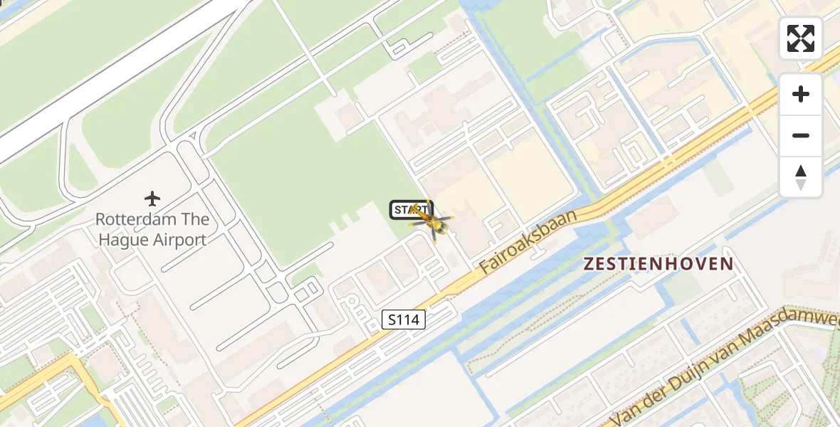 Vluchtroute Traumahelikopter Rotterdam The Hague Airport - Rotterdam The Hague Airport, 02 februari 2024, 02:42