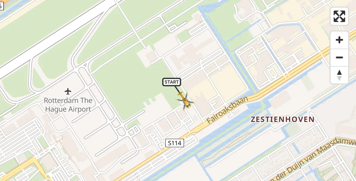 Vluchtroute Traumahelikopter Rotterdam The Hague Airport - Rotterdam The Hague Airport, 02 februari 2024, 07:37