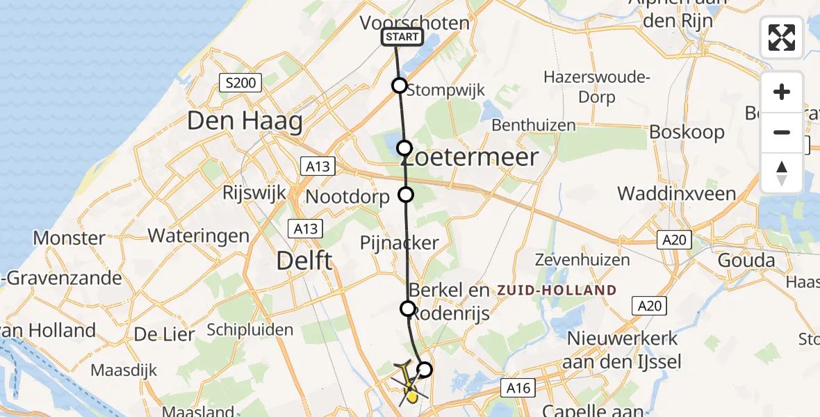 Routekaart van de vlucht: Lifeliner 2 naar Rotterdam The Hague Airport, Bosrandlaan