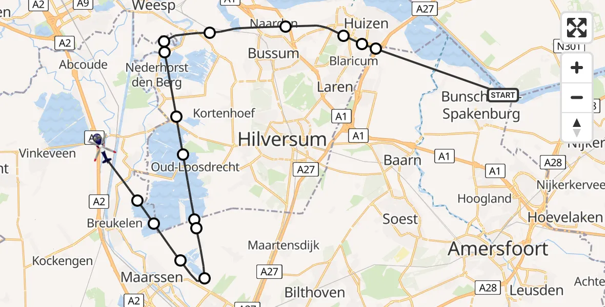Vluchtroute Politiehelikopter Bunschoten-Spakenburg - Nieuwer Ter Aa, 02 februari 2024, 13:24