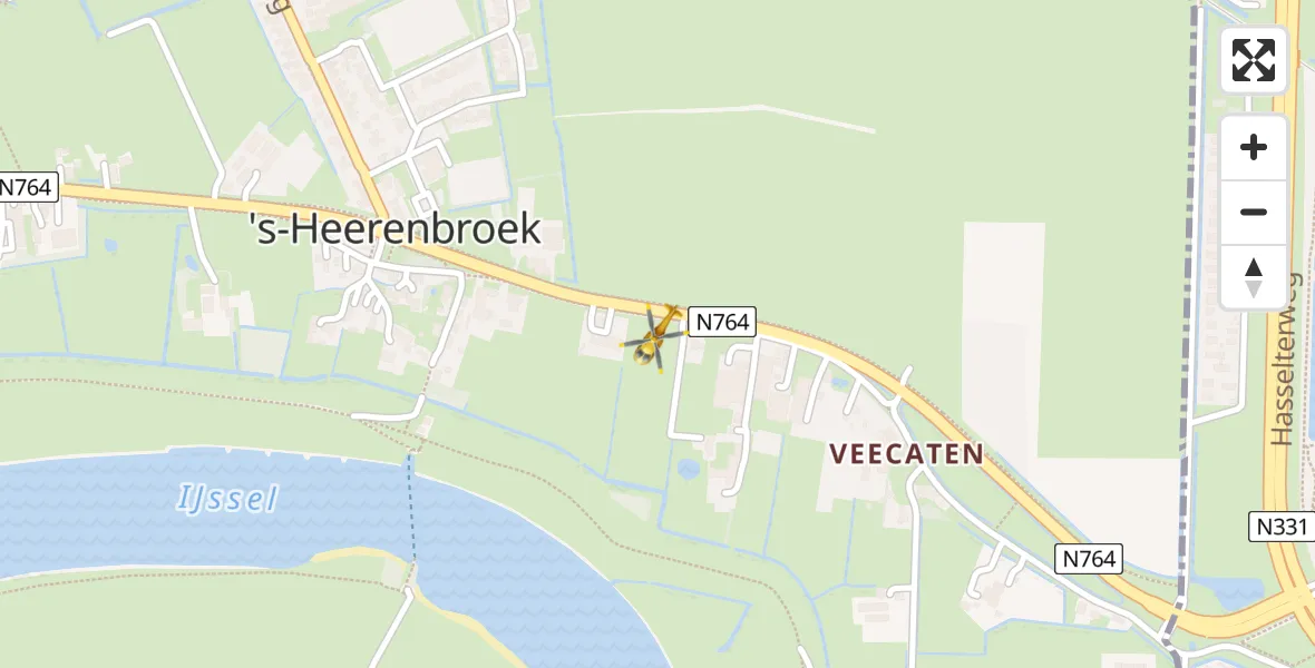 Vluchtroute Traumahelikopter 's-Heerenbroek - 's-Heerenbroek, 02 februari 2024, 14:02