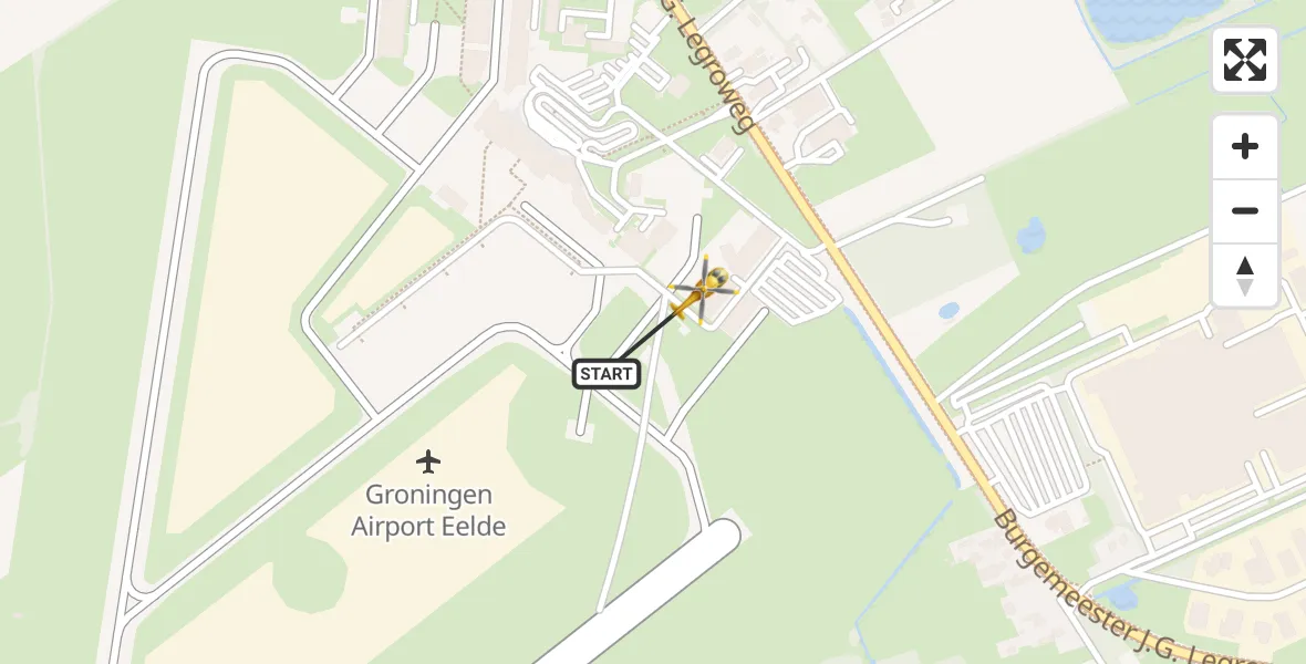 Vluchtroute Traumahelikopter Groningen Airport Eelde - Groningen Airport Eelde, 02 februari 2024, 14:05