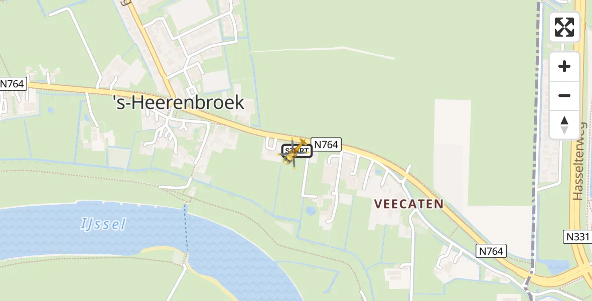 Vluchtroute Traumahelikopter 's-Heerenbroek - 's-Heerenbroek, 02 februari 2024, 14:42