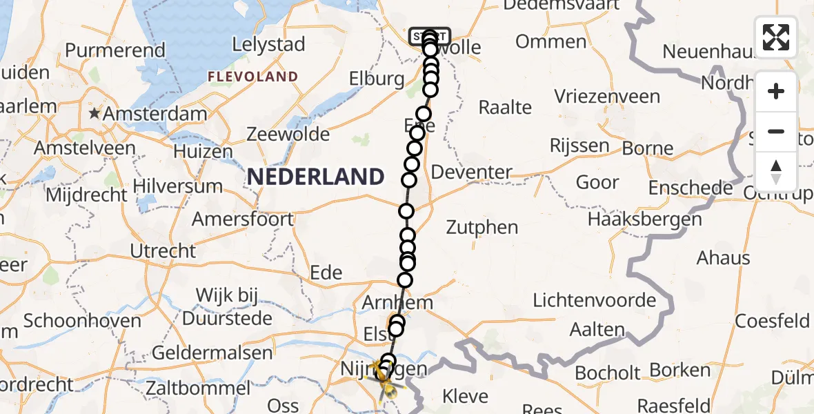 Vluchtroute Traumahelikopter 's-Heerenbroek - Radboud Universitair Medisch Centrum, 02 februari 2024, 14:43