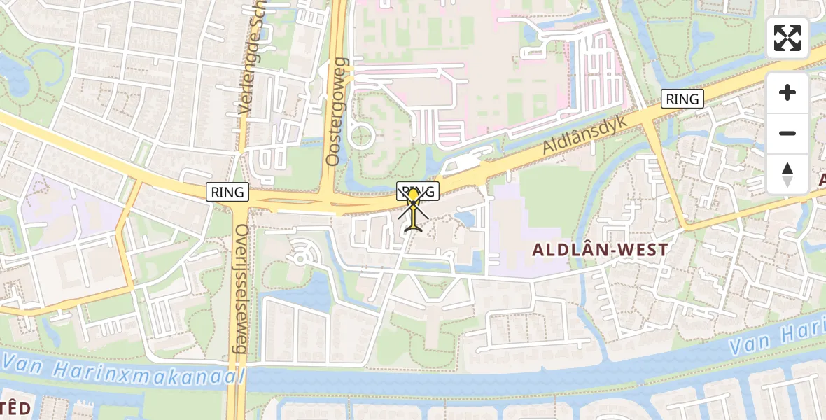 Routekaart van de vlucht: Ambulanceheli naar Leeuwarden