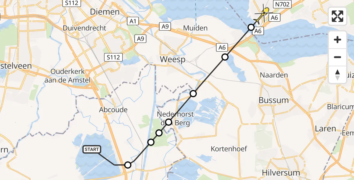 Routekaart van de vlucht: Politieheli naar Almere, Hoge bomen eiland