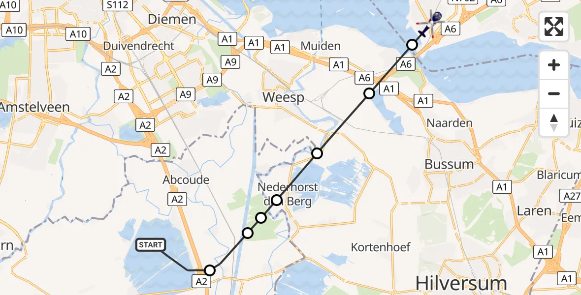 Vluchtroute Politiehelikopter Vinkeveen - Almere, 02 februari 2024, 15:16