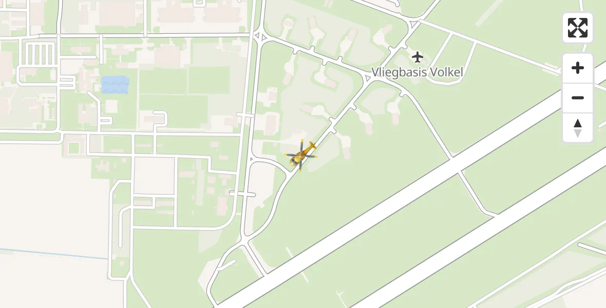 Vluchtroute Traumahelikopter van Vliegbasis Volkel naar Vliegbasis Volkel
