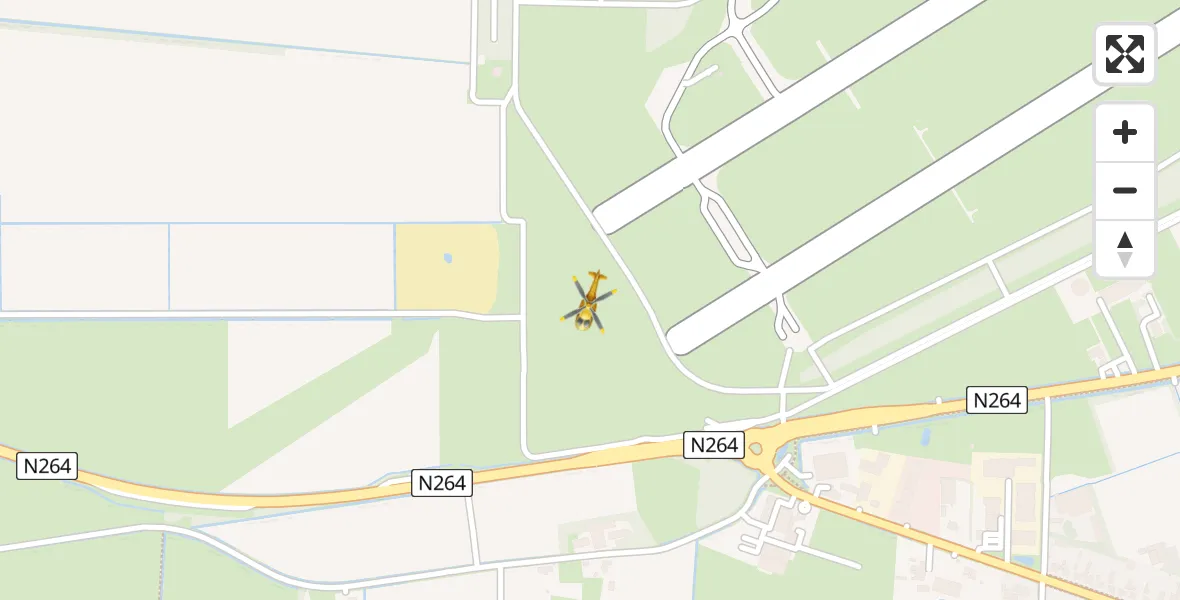 Vluchtroute Traumahelikopter van Vliegbasis Volkel naar Vliegbasis Volkel