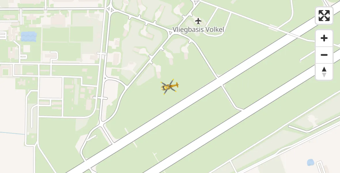 Vluchtroute Traumahelikopter van Vliegbasis Volkel naar Vliegbasis Volkel
