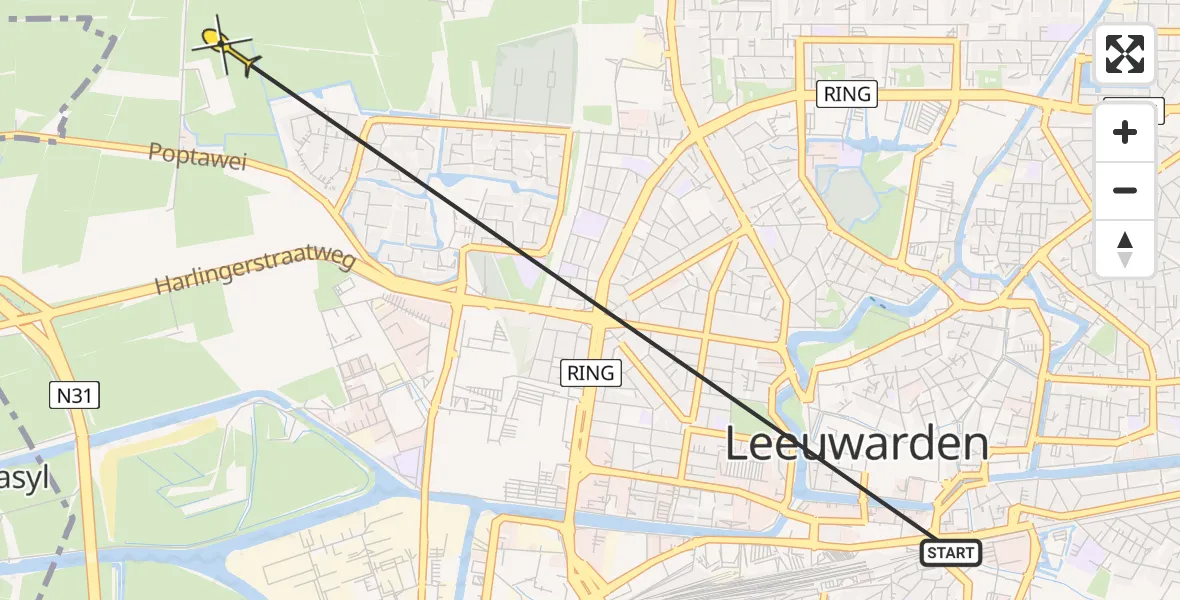 Routekaart van de vlucht: Ambulancehelikopter naar Vliegbasis Leeuwarden, Famylje Tammingaleane