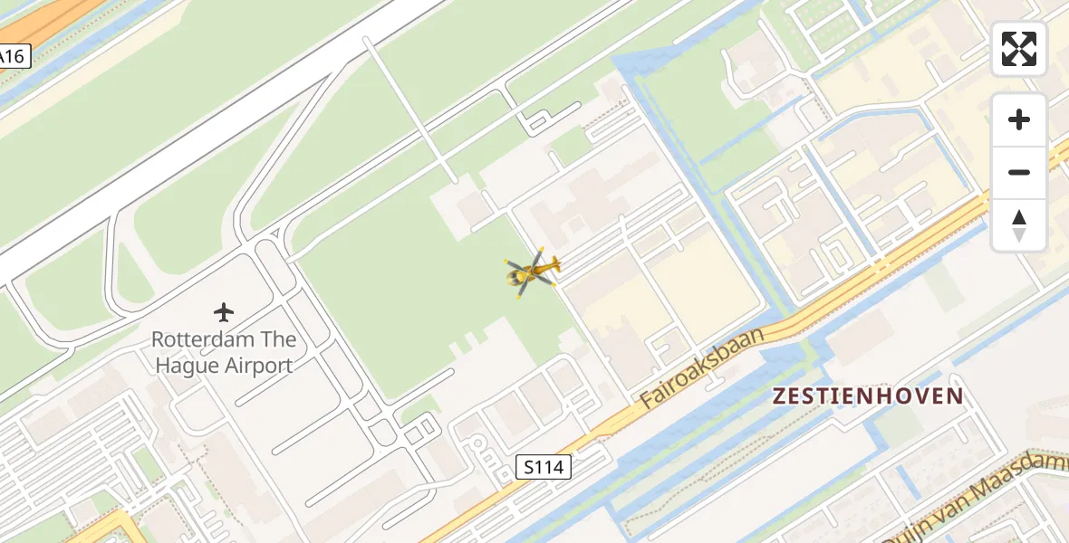Vluchtroute Traumahelikopter Rotterdam The Hague Airport - Rotterdam The Hague Airport, 03 februari 2024, 07:32