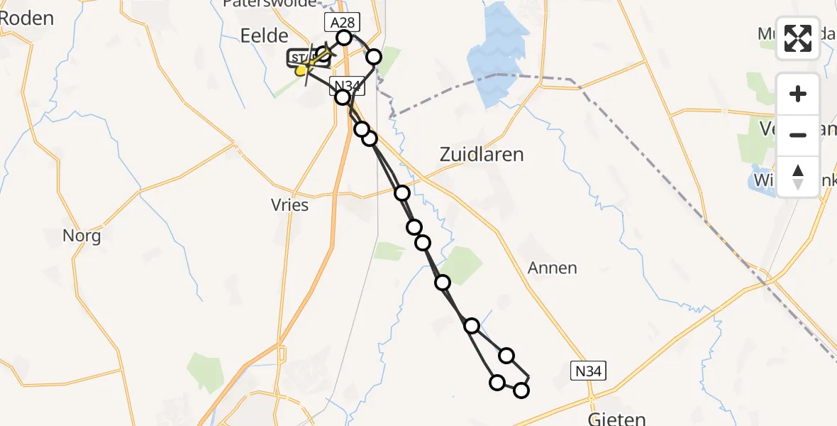 Routekaart van de vlucht: Lifeliner 4 naar Groningen Airport Eelde, Machlaan