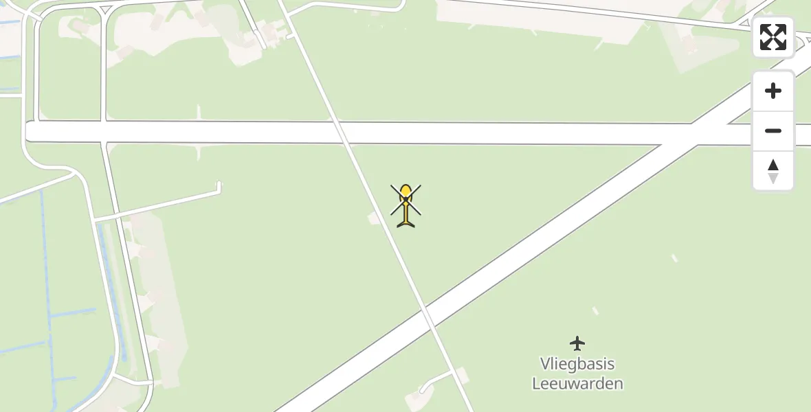 Vluchtroute Ambulancehelikopter van Vliegbasis Leeuwarden naar Vliegbasis Leeuwarden