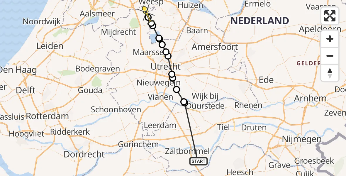 Routekaart van de vlucht: Politiehelikopter naar Nigtevecht, Oude Weistraat
