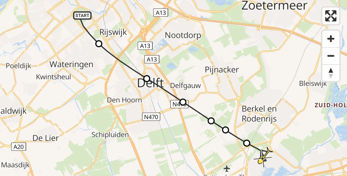 Routekaart van de vlucht: Lifeliner 2 naar Rotterdam, Lichtenbergweg