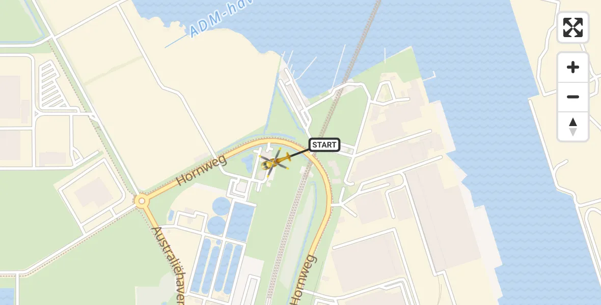 Vluchtroute Traumahelikopter van Amsterdam Heliport naar Amsterdam Heliport