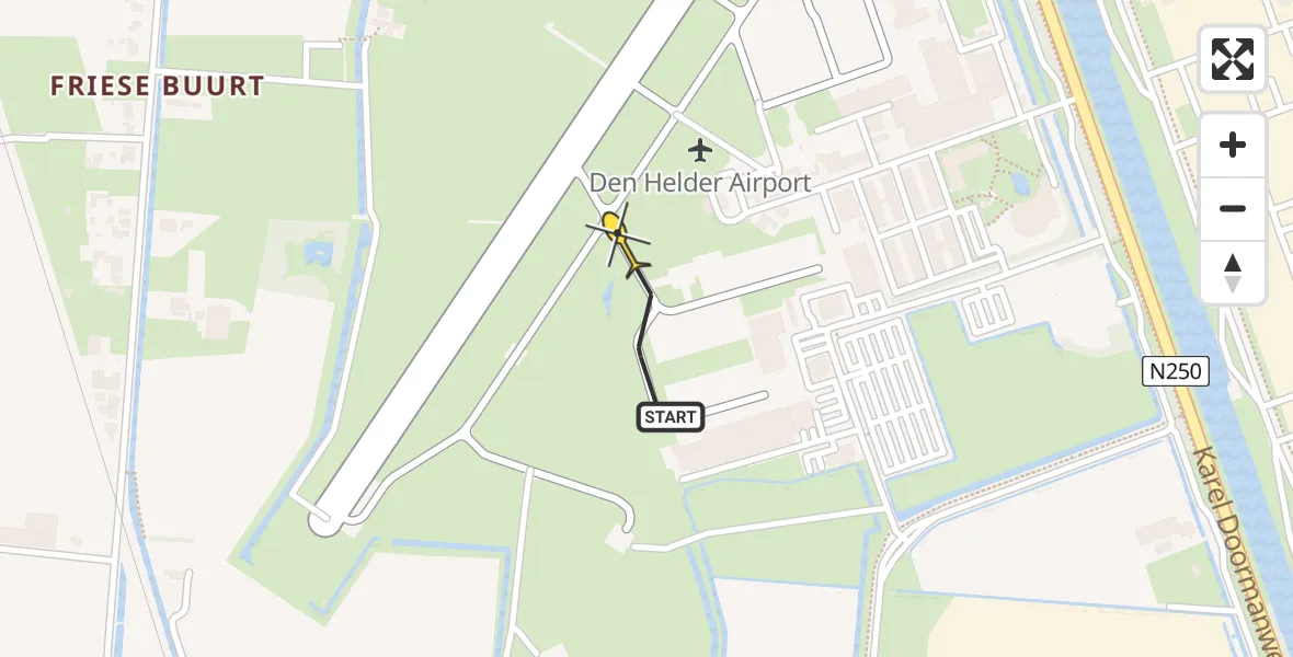 Vluchtroute  van Vliegveld De Kooy naar Vliegveld De Kooy