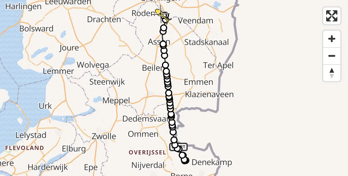 Routekaart van de vlucht: Lifeliner 4 naar Groningen Airport Eelde, Haarakkersweg