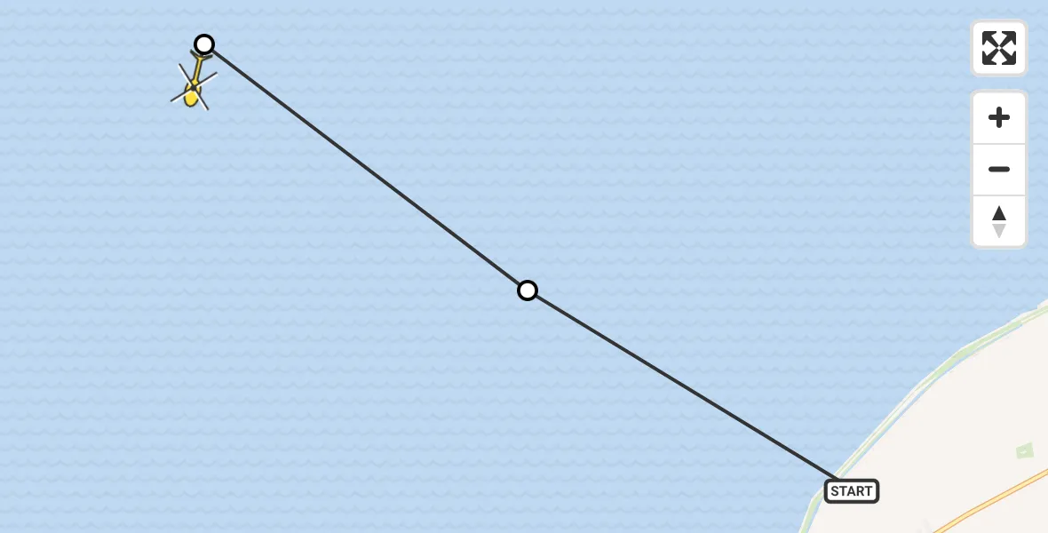 Routekaart van de vlucht: Ambulancehelikopter naar Oosterend, Vingegat