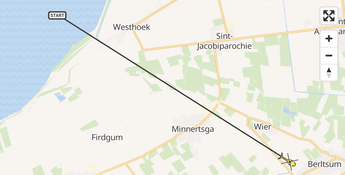 Routekaart van de vlucht: Ambulancehelikopter naar Wier, Gernierswei
