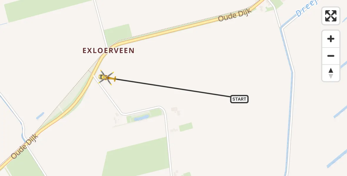 Vluchtroute Traumahelikopter Exloërveen - Exloërveen, 04 februari 2024, 09:37