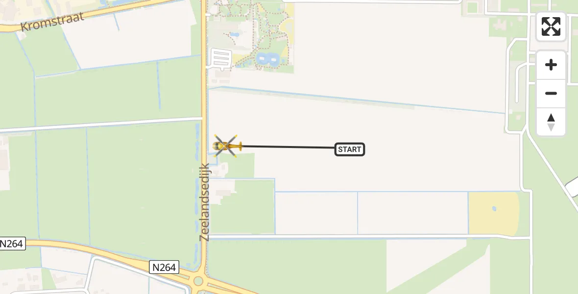 Vluchtroute Traumahelikopter van Vliegbasis Volkel naar Vliegbasis Volkel