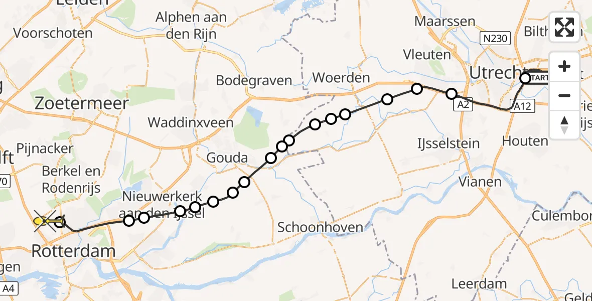 Routekaart van de vlucht: Lifeliner 2 naar Rotterdam The Hague Airport, Brandenburgbaan