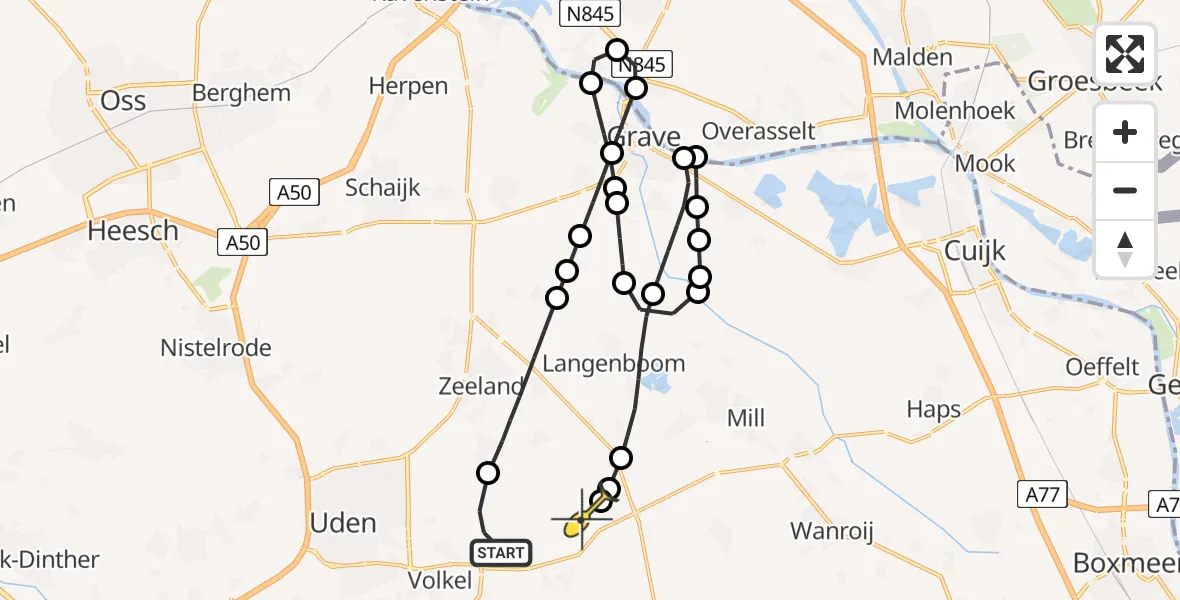 Routekaart van de vlucht: Lifeliner 3 naar Volkel, Jagersveld