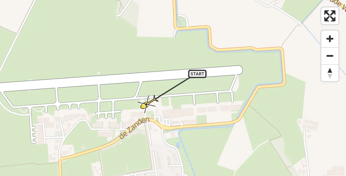 Routekaart van de vlucht: Politiehelikopter naar Vliegveld Teuge, de Zanden