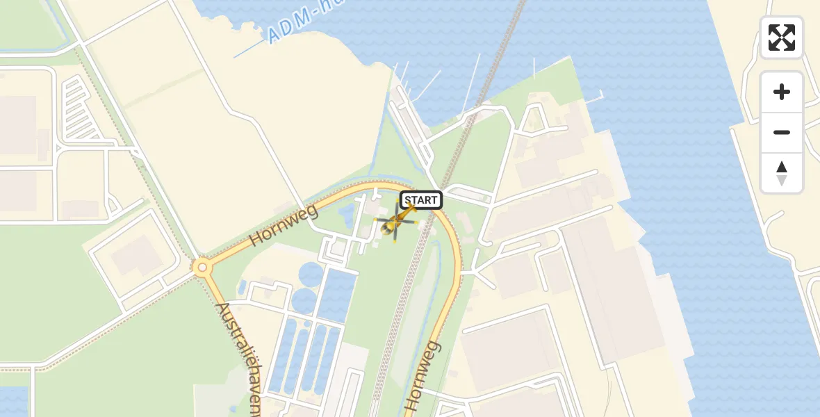Vluchtroute Traumahelikopter van Amsterdam Heliport naar Amsterdam Heliport