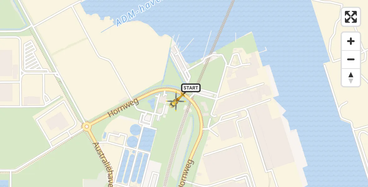 Vluchtroute Traumahelikopter van Amsterdam Heliport naar Amsterdam Heliport